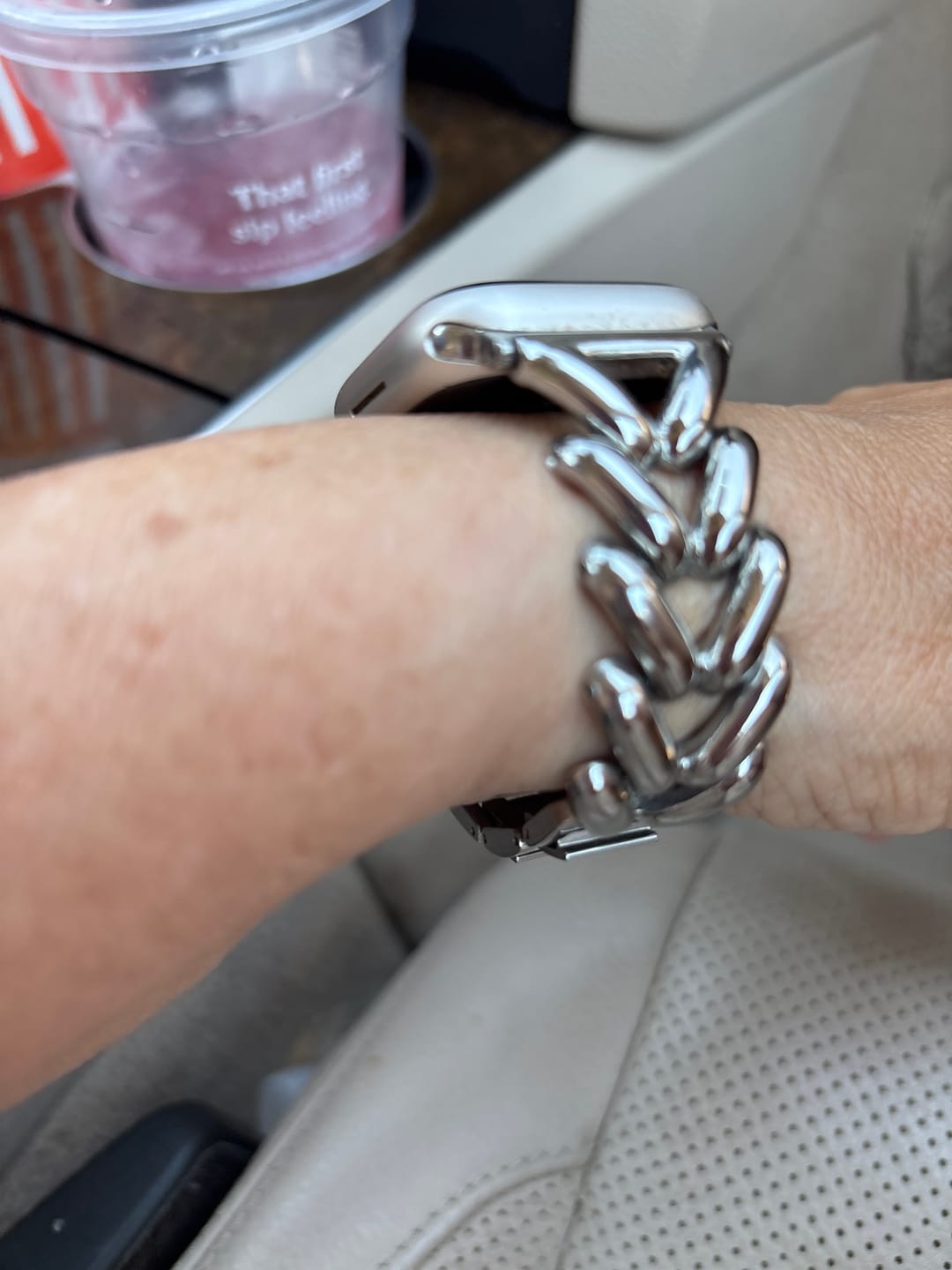 Customer photo review of Platinum Braid Luxury Apple Watch Strap