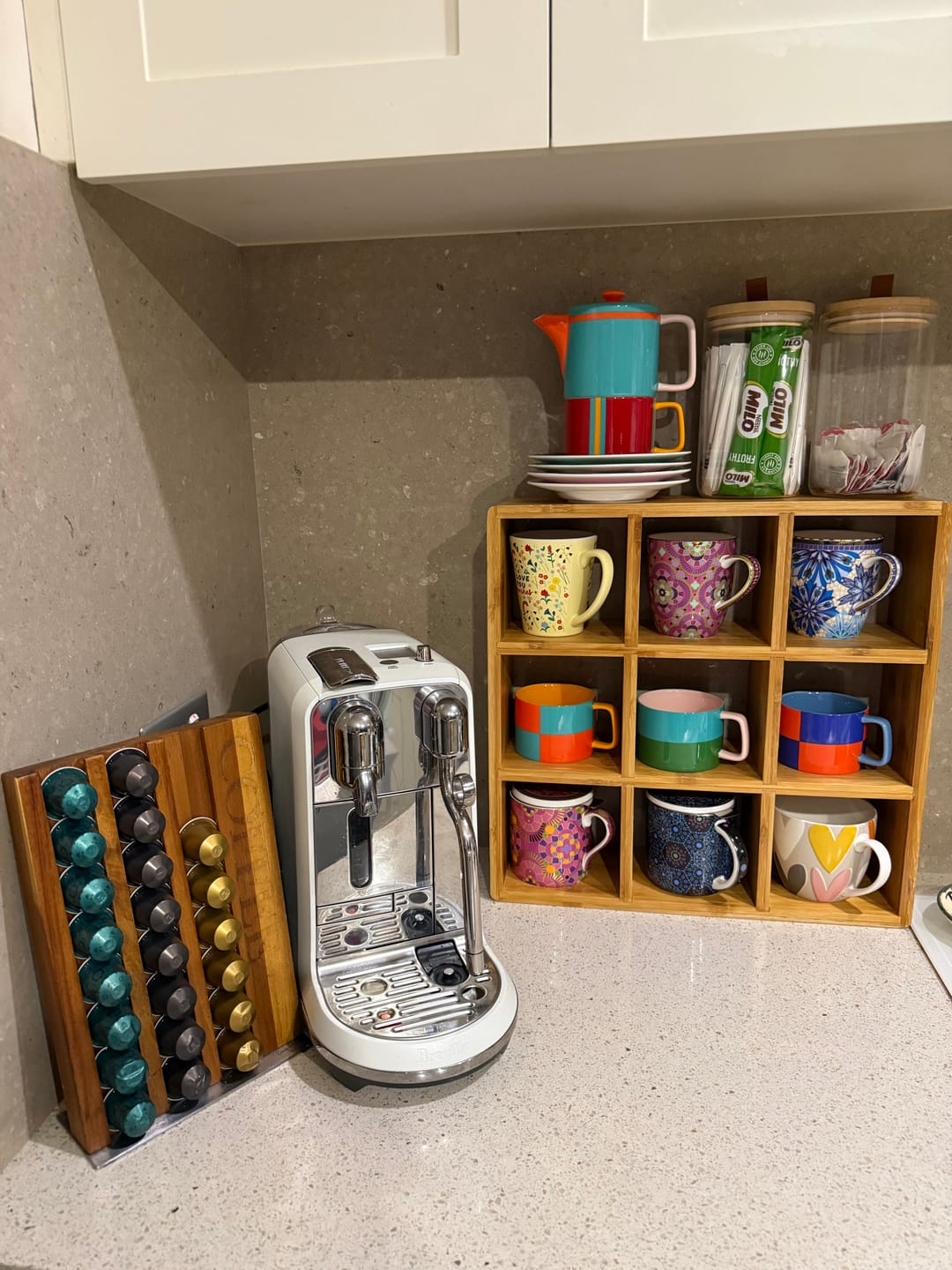 Customer photo review of Coffee Tea Mug Cup Display Shelf (9 Cube)