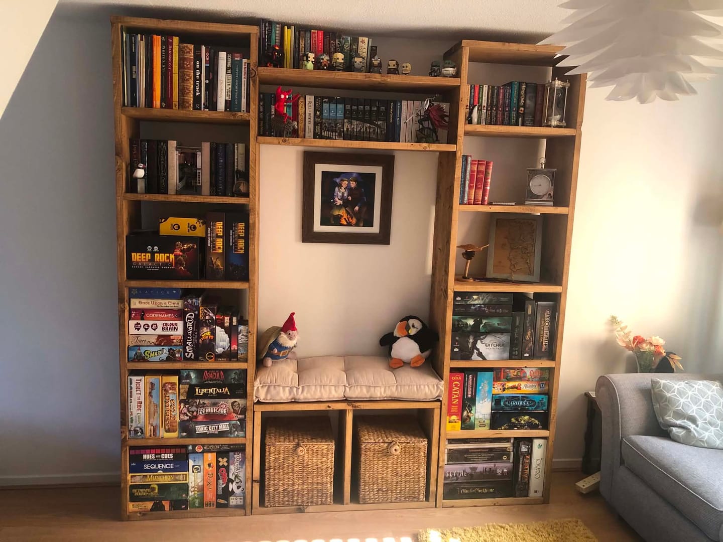 Customer photo review of Reclaimed Wood Bookcase / Shelving Units reading nook  - readingnook