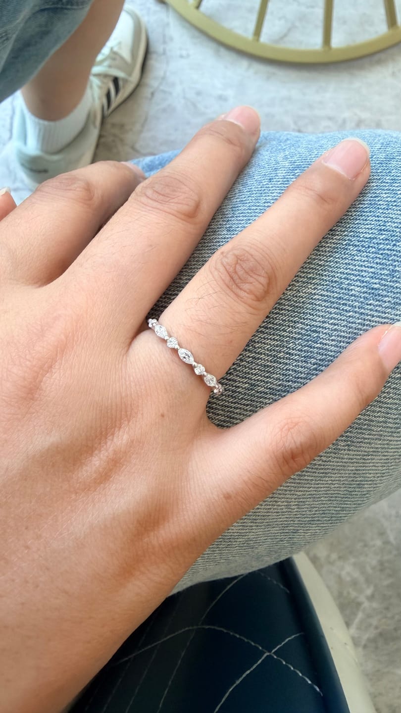 Customer photo review of S925 1.0 Ct Marquise Cut Half Eternity Wedding Band Stackable Ring For Everyday Wear