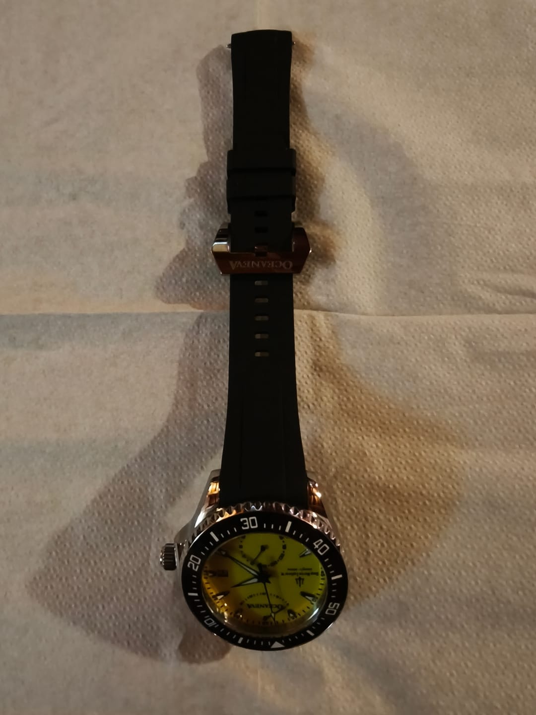 Customer photo review of Oceaneva Power Reserve 6000m Automatic Grade 5 Titanium Watch Yellow