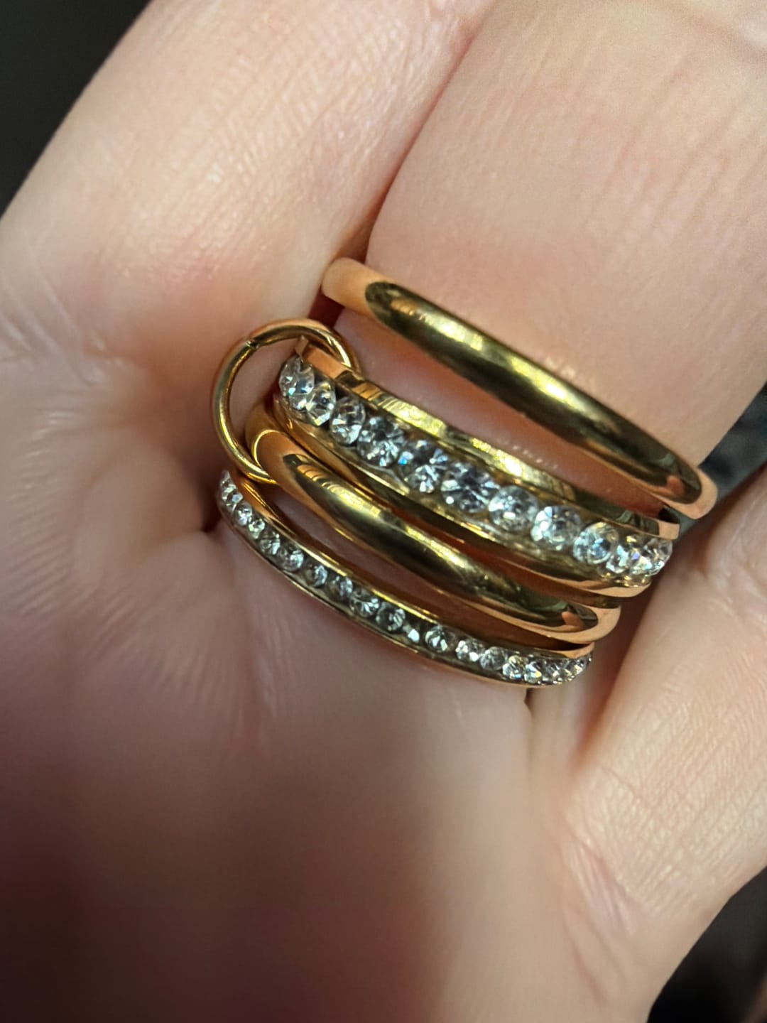 Customer photo review of 'Forever' Link Crystal & Gold Ring
