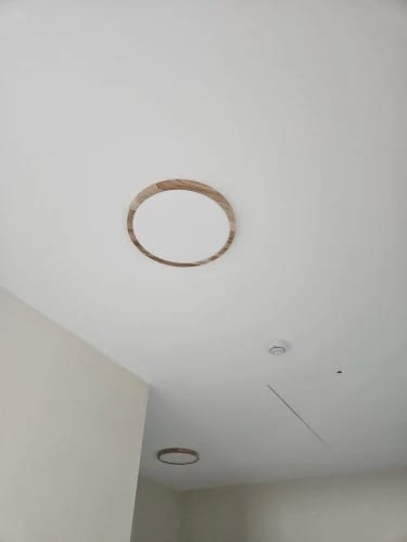 Customer photo review of Ceiling Light, Natural Rubberwood, Slim Flush Mount, Integrated LED