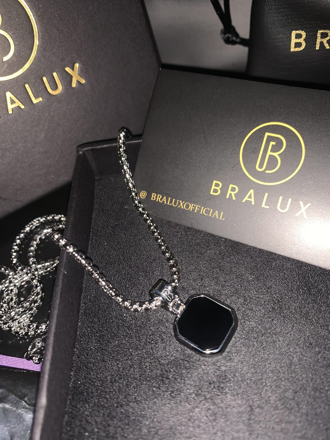 Customer photo review of Onyx Square Necklace