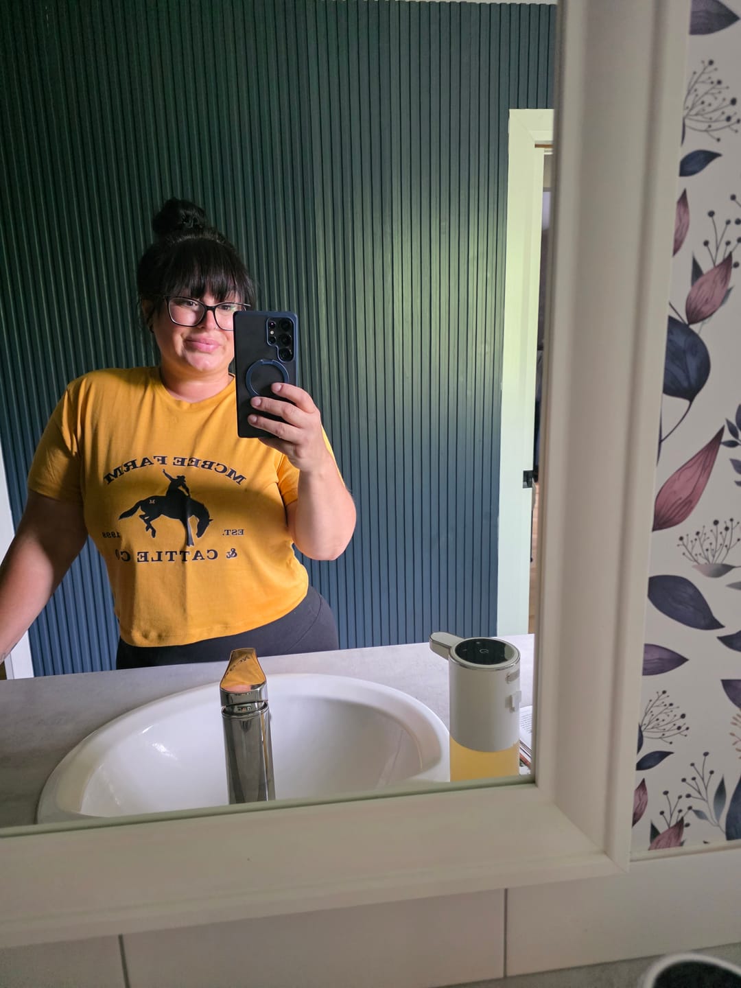 Customer photo review of Buckin' Bronco Logo Crop Top