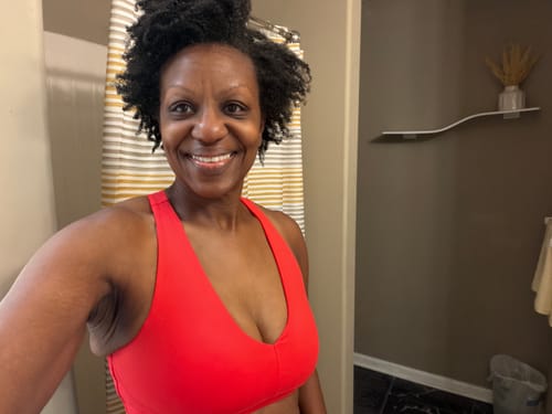 Customer photo review of BOLD Scoop Neck Racerback Sports Bra
