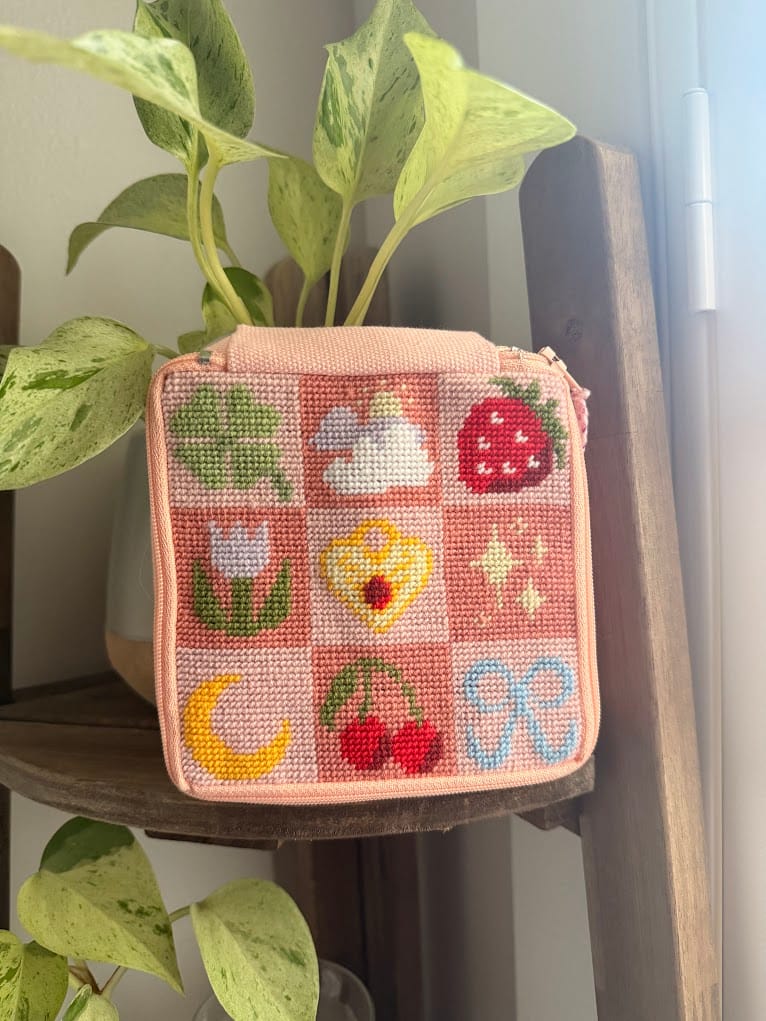 Customer photo review of GOOD LUCK CHARMS - Needlepoint Pouch Kit