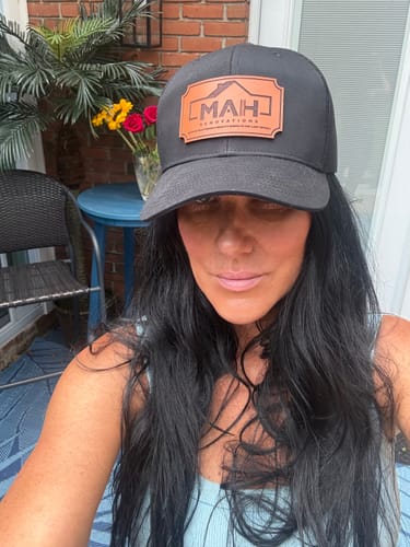 Customer photo review of Premium Custom Leather Patch Hats (Wholesale)