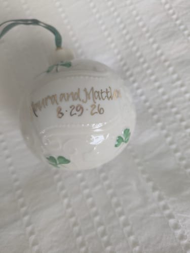 Customer photo review of Belleek Classic Personalised Christmas Bauble