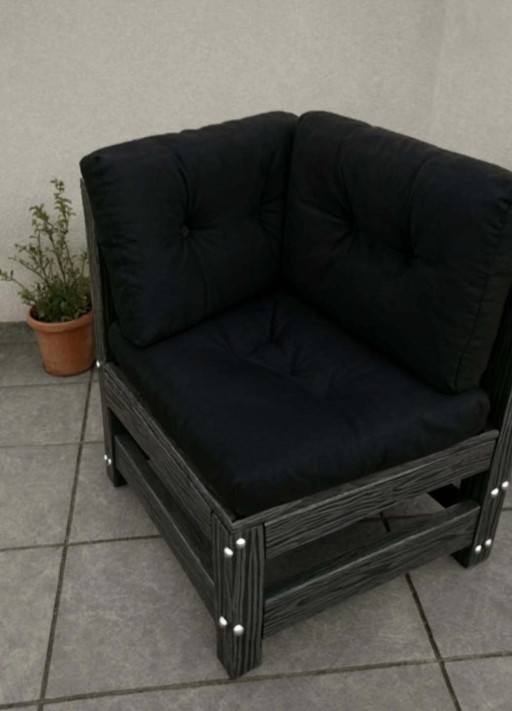 Customer photo review of Solid Pine Wood Modular Garden Corner Sofa with Cushions | GardenCorner