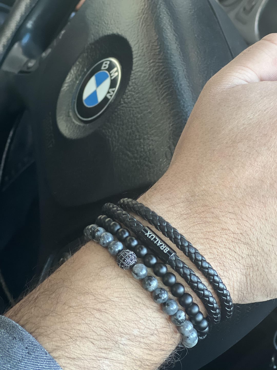 Customer photo review of Duo Black Leather Stack – Black SS