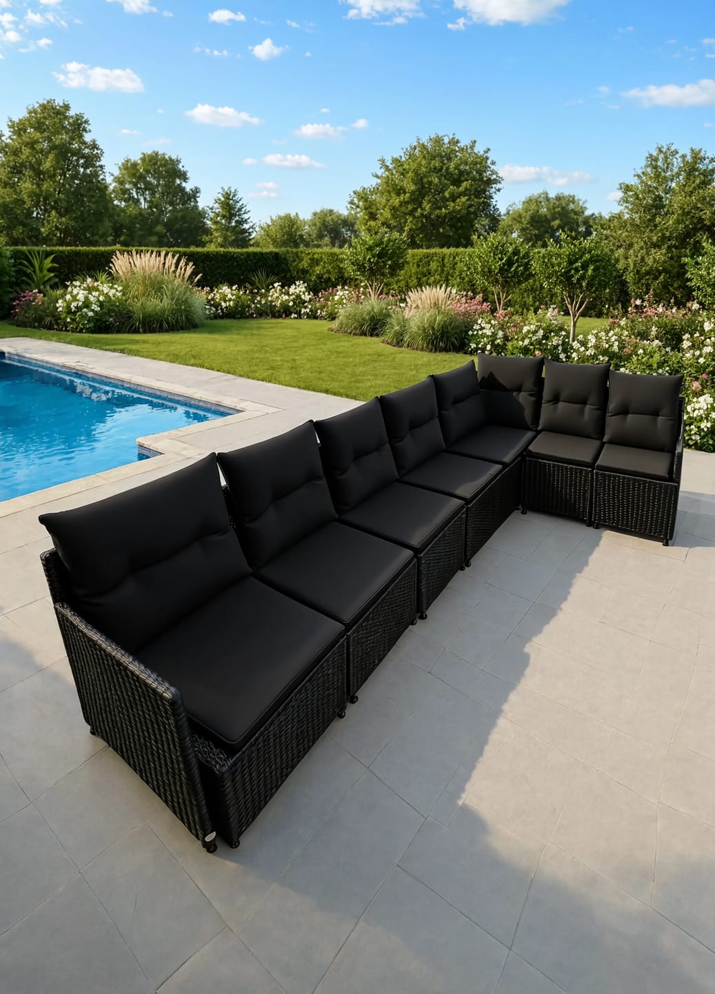 Customer photo review of PE Rattan 7-Piece Modular Garden Corner Sofa Set with Cushions | GardenCorner