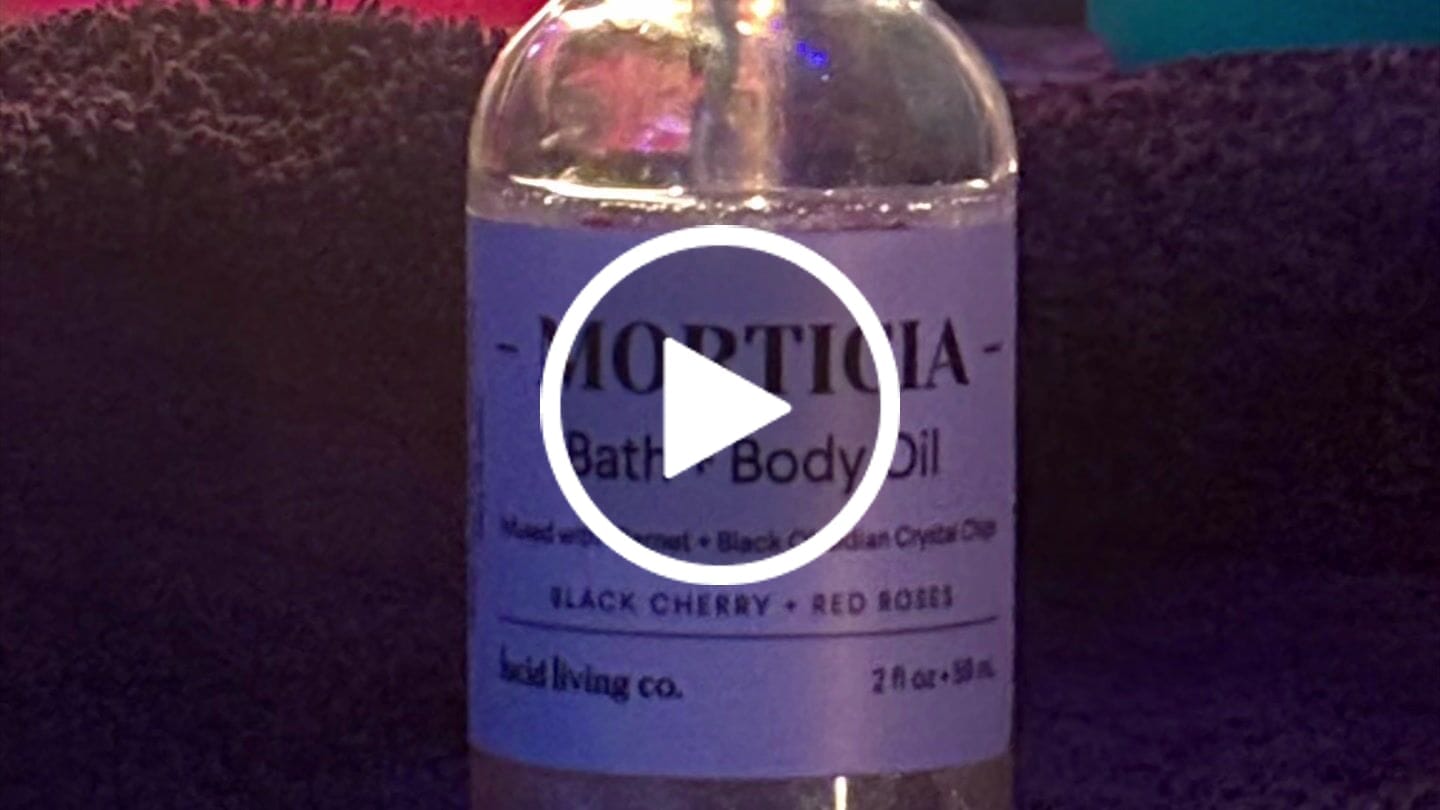 Customer video review of MORTICIA Bath & Body Oil