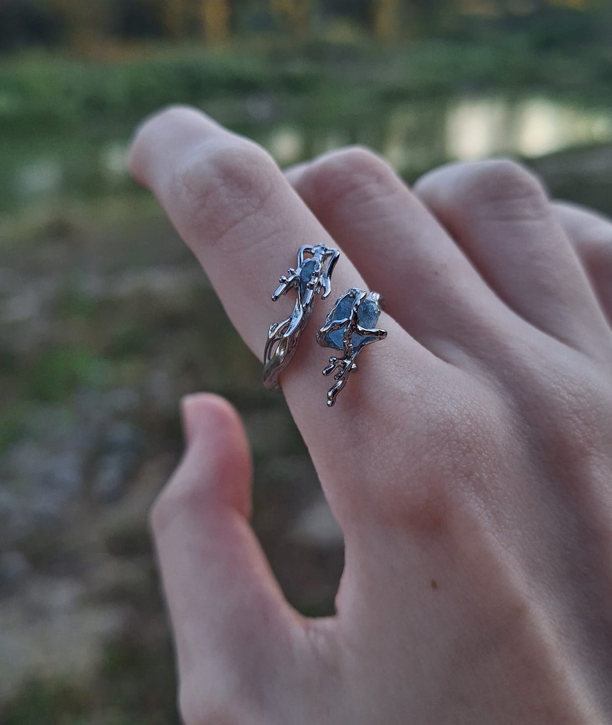 Customer photo review of Loong-Ling Loong Aquamarine S925 Sterling Silver Adjustable Open Ring™