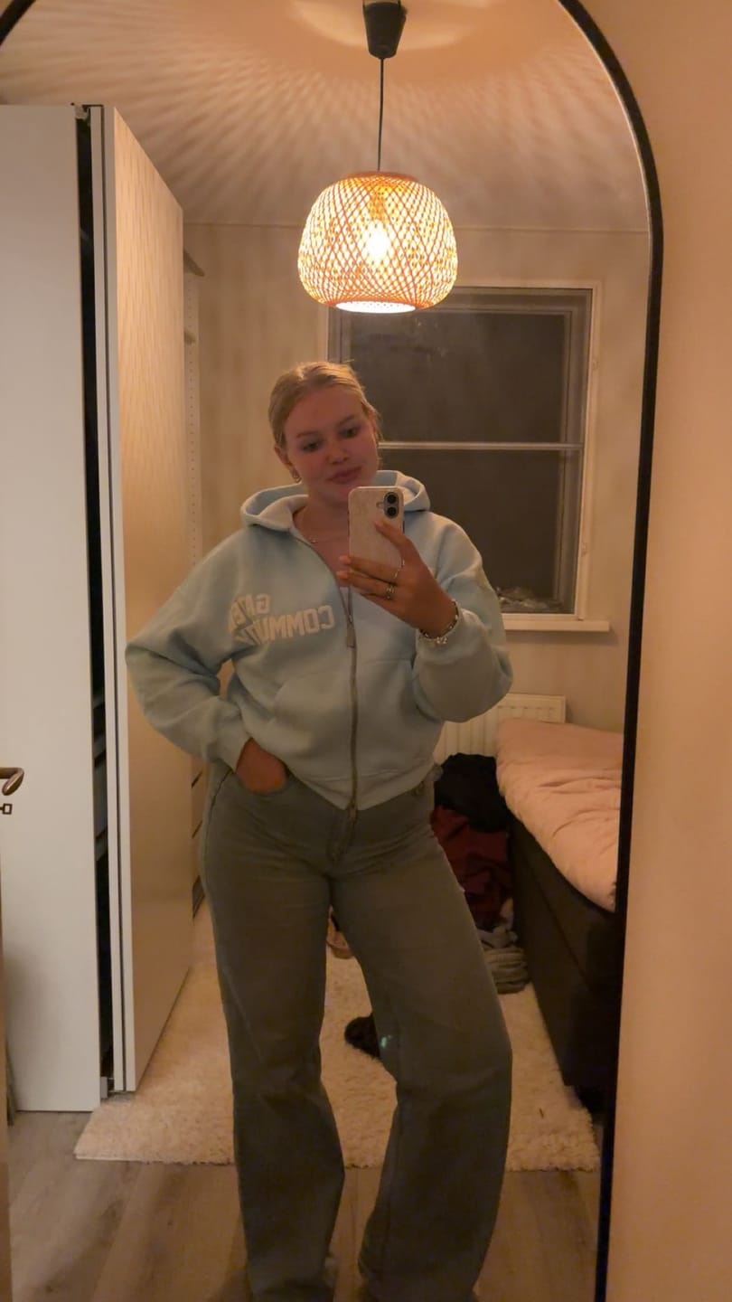 Customer photo review of GATED COMMUNITY ZIP HOODIE LIGHT BLUE