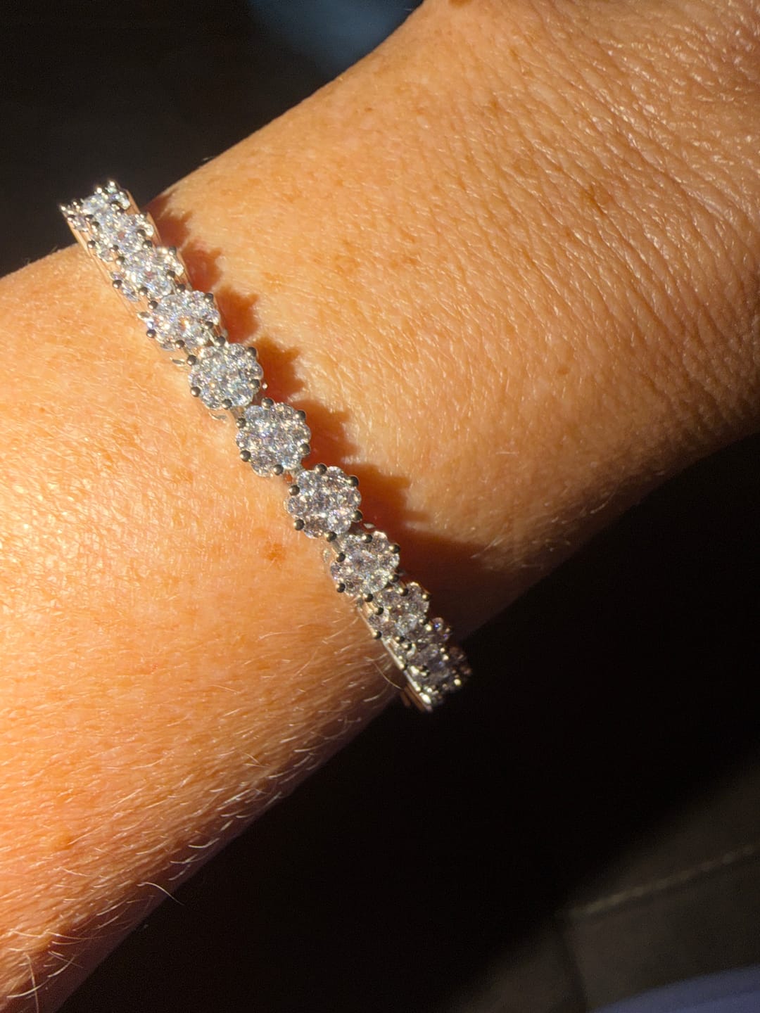 Customer photo review of Ally 18k White Gold Plated Tennis Bracelet with Simulated Diamond Crystals