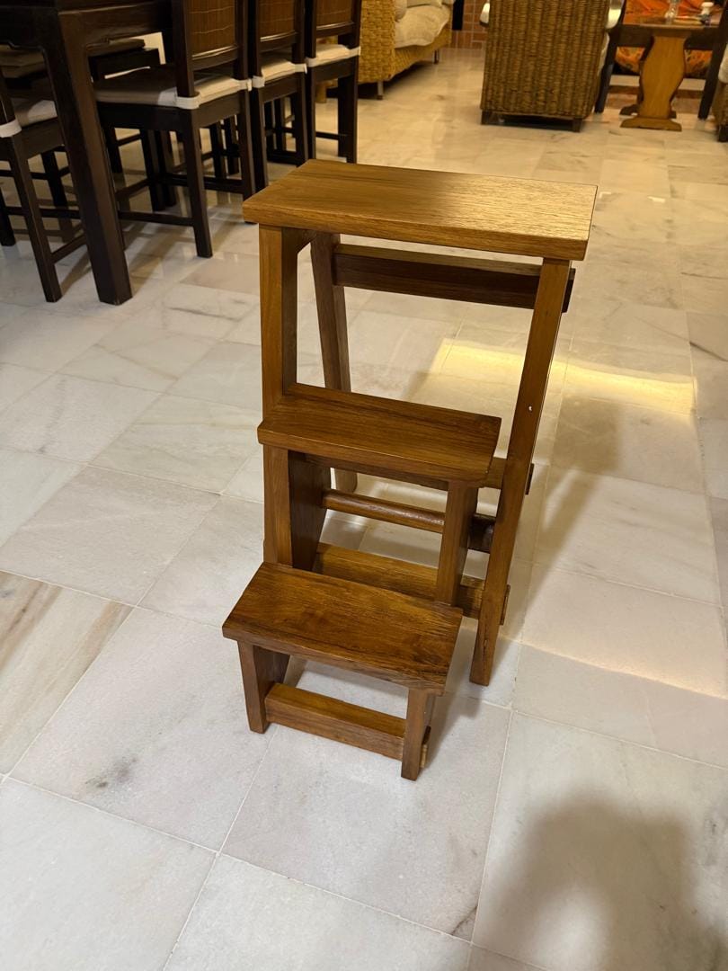Customer photo review of Teak Wood Convertible Step Stool & Bar Stool