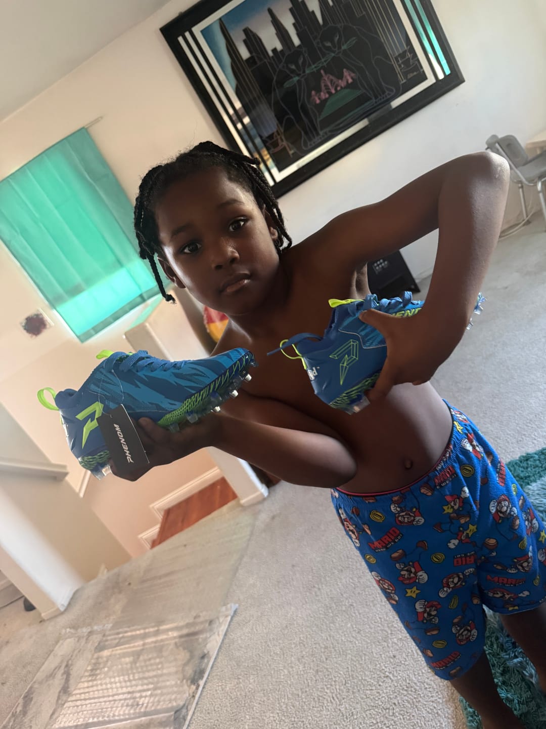 Customer photo review of Kool-Aid 'Great Bluedini' Football Cleats - Quantum Speed by Phenom Elite