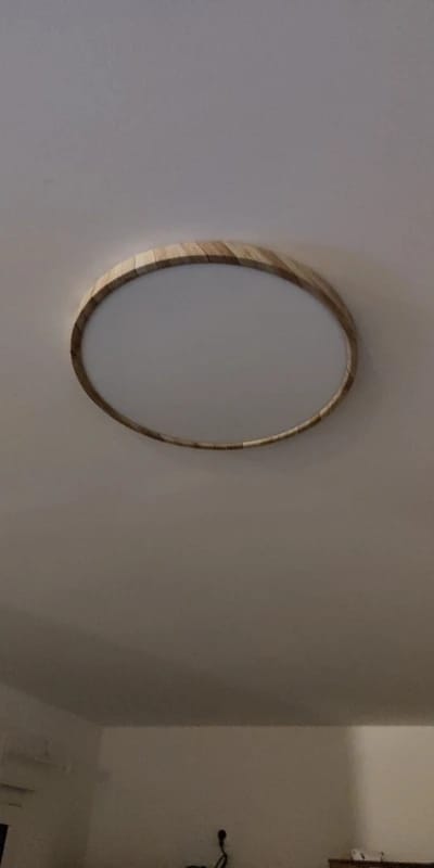 Customer photo review of Ceiling Light, Natural Rubberwood, Slim Flush Mount, Integrated LED