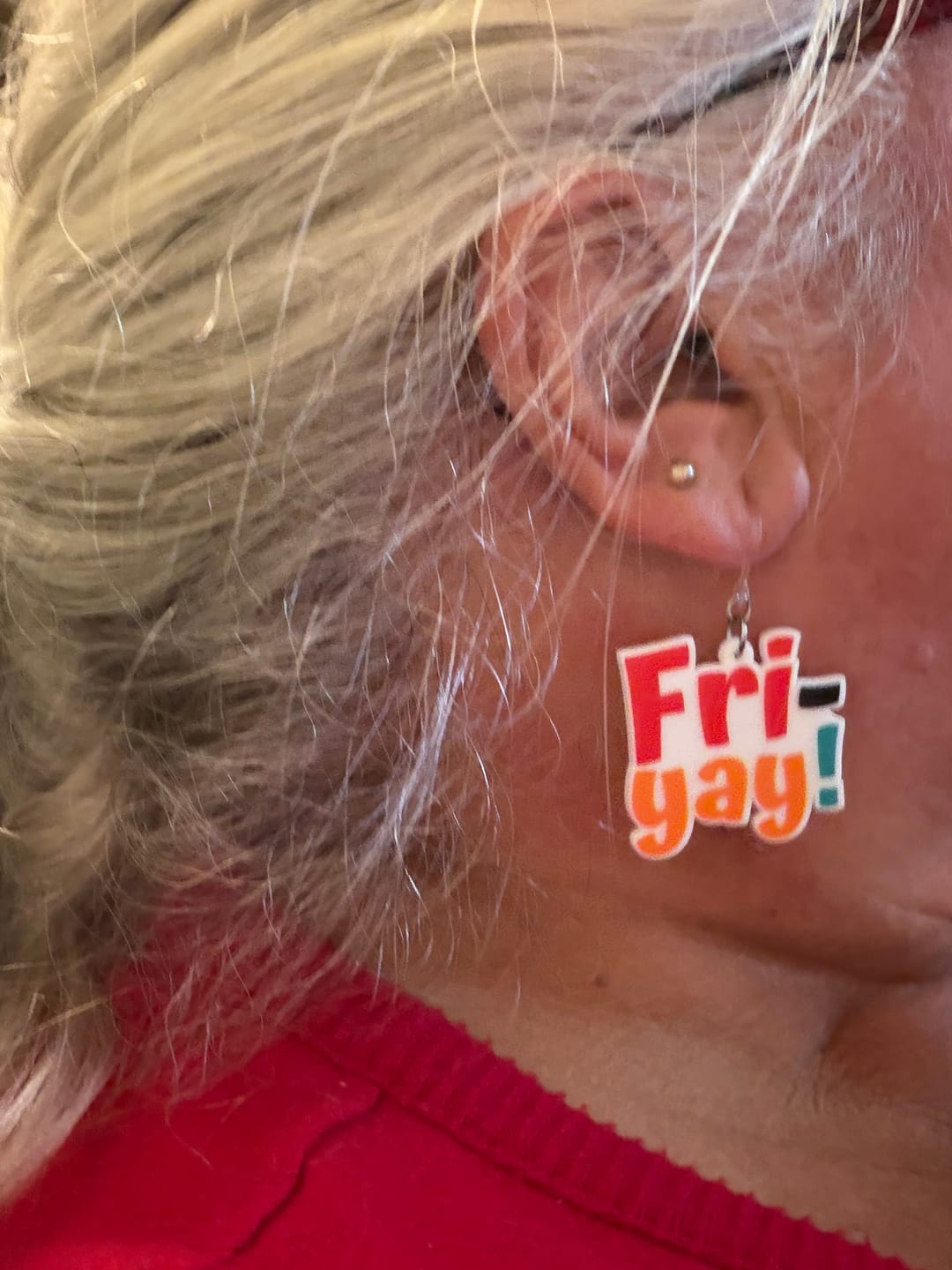 Customer photo review of Fri-Yay Dangles Hypoallergenic Earrings for Sensitive Ears with Plastic Posts
