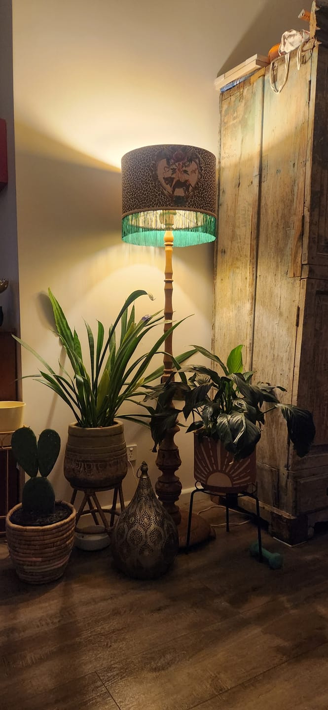 Customer photo review of Tiger Rose Fringed Lampshade