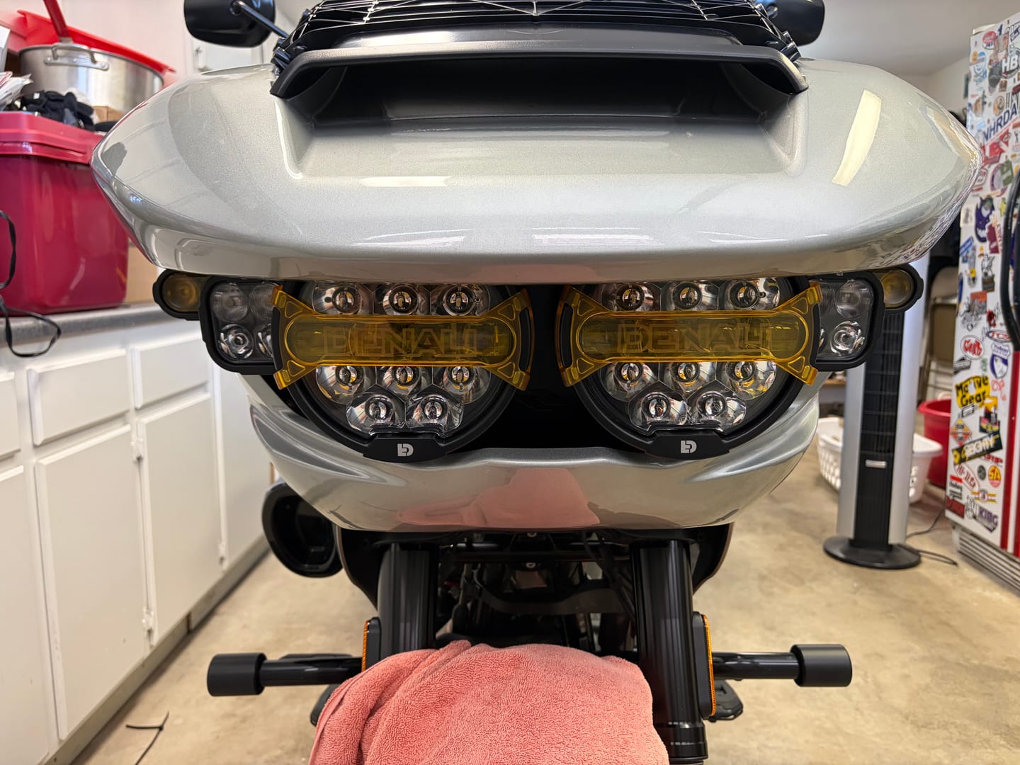 Customer photo review of Full Deck Headlight Kit with Denali Lighting for '24-26 Harley-Davidson Road Glide by Kraus Motor Co