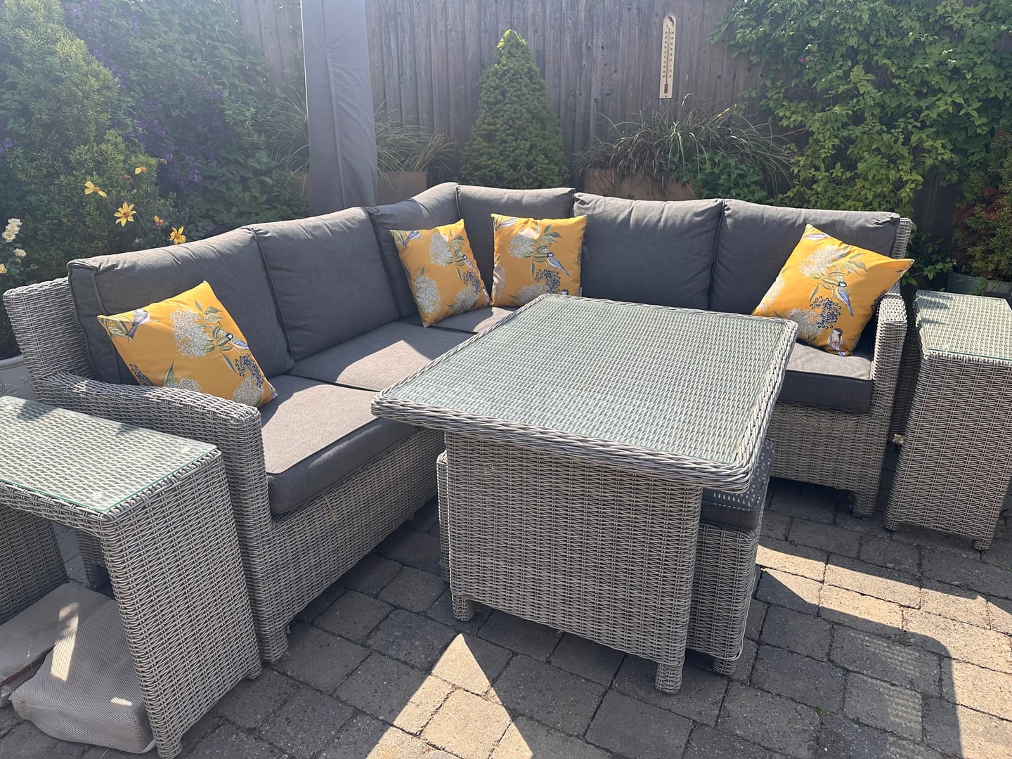 Customer photo review of Outdoor Garden Waterproof Cushion - Bird on Elderflower