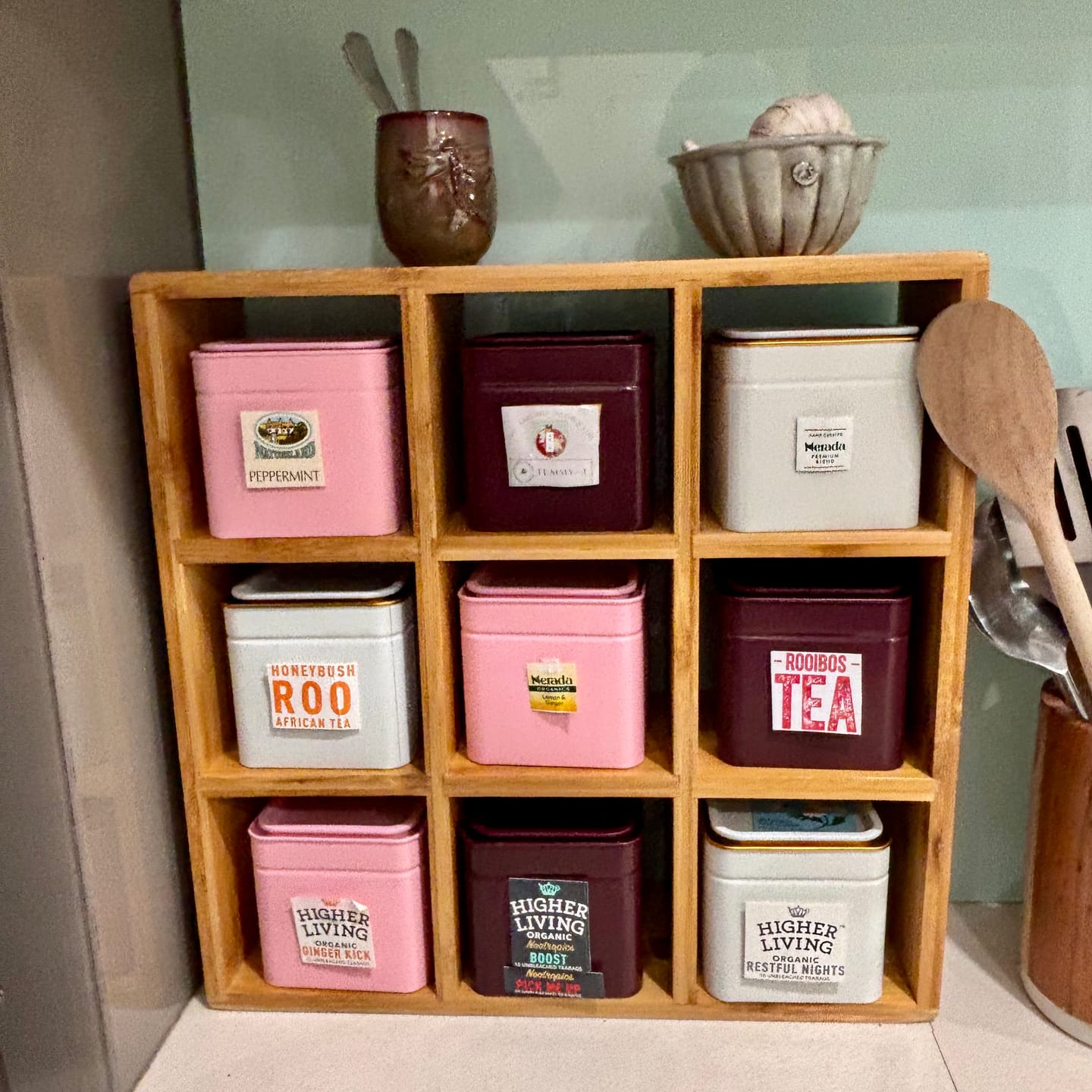 Customer photo review of Coffee Tea Mug Cup Display Shelf (9 Cube)