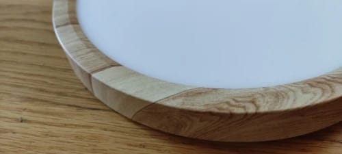 Customer photo review of Ceiling Light, Natural Rubberwood, Slim Flush Mount, Integrated LED