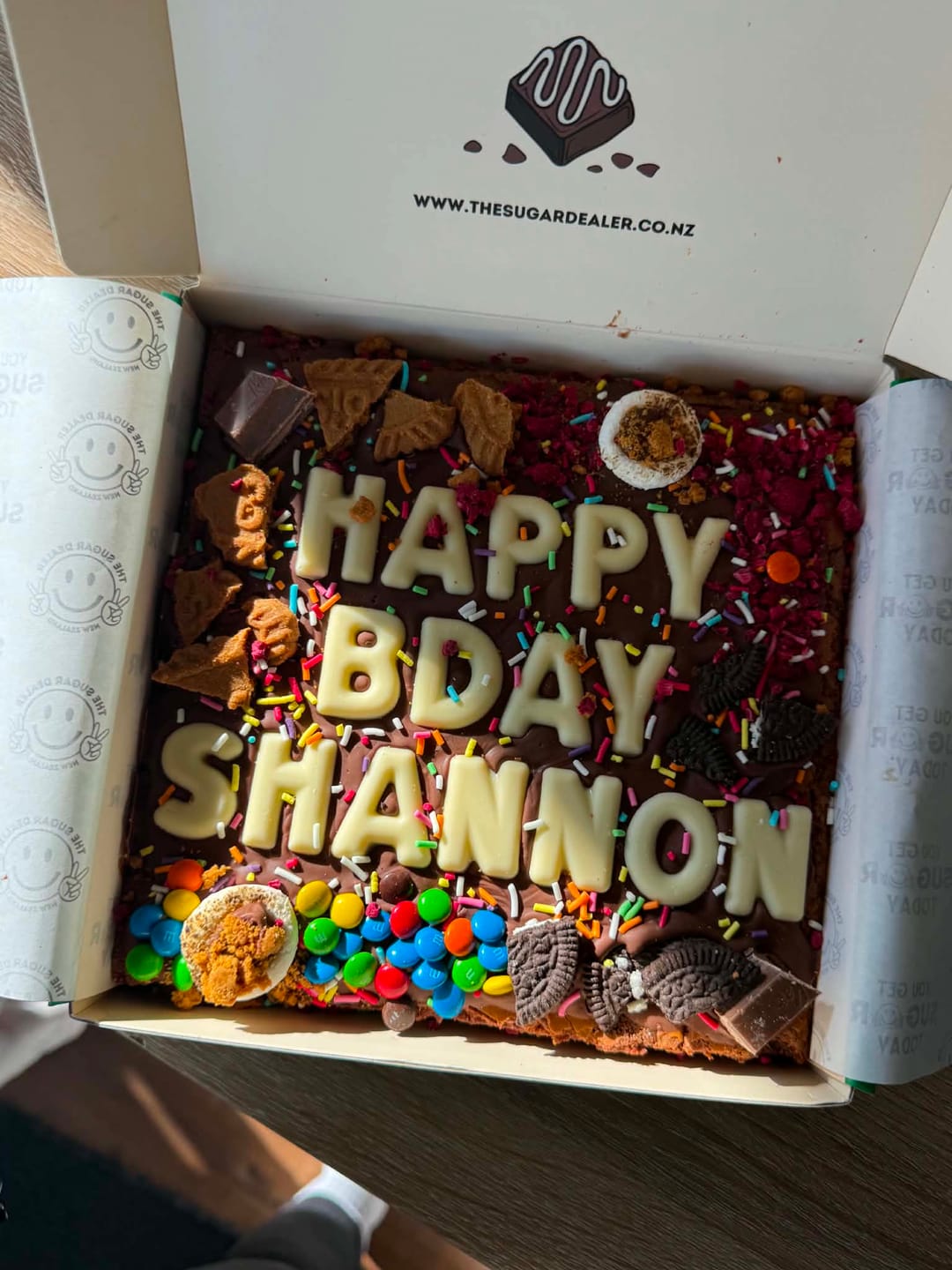 Customer photo review of Custom message loaded brownie