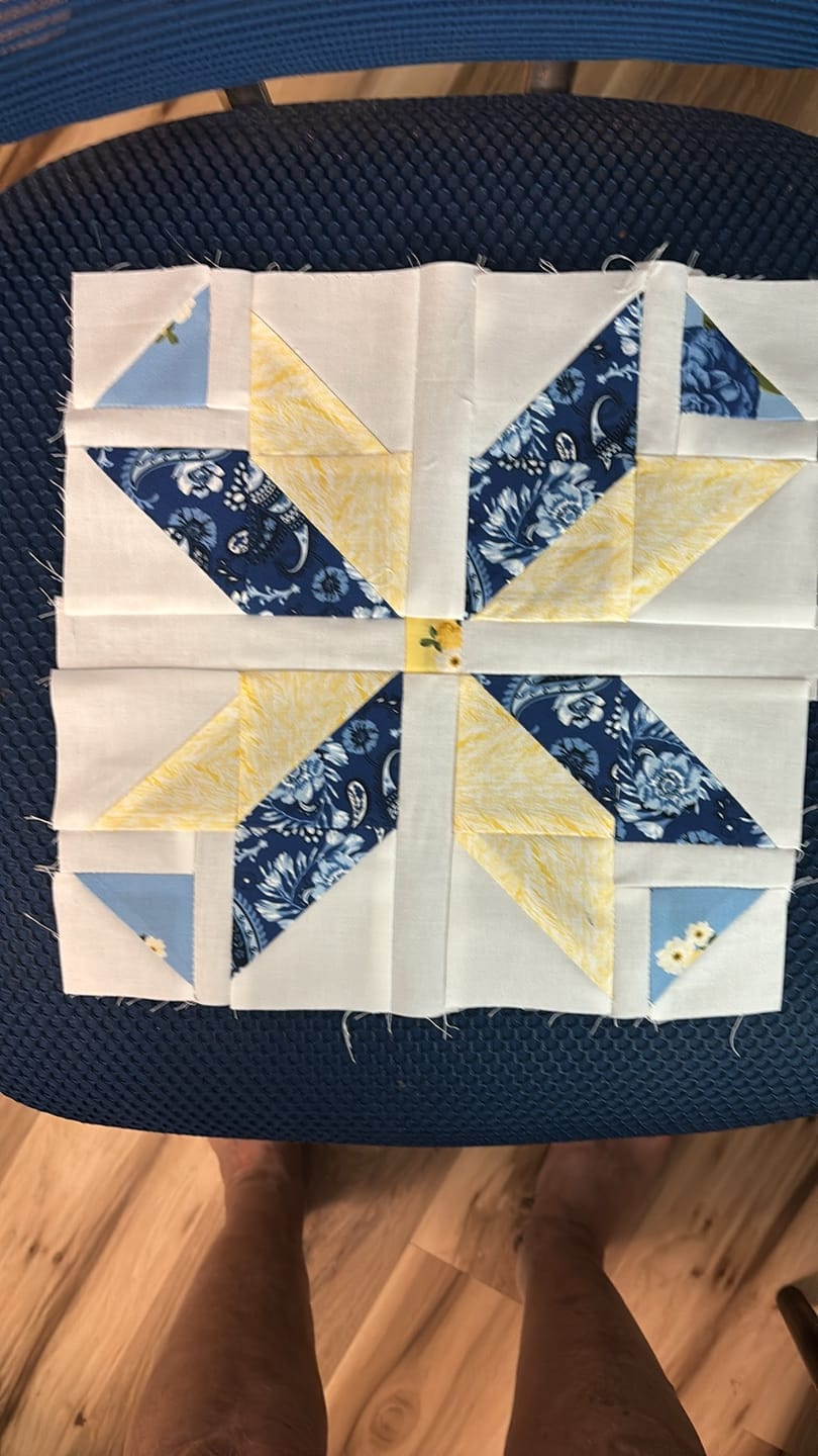 Customer photo review of Month 2 - Sunshine Blooms Beginner Quilt Program