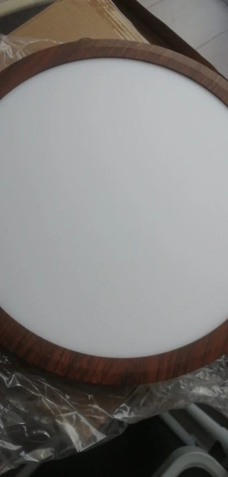 Customer photo review of Ceiling Light, Natural Rubberwood, Slim Flush Mount, Integrated LED