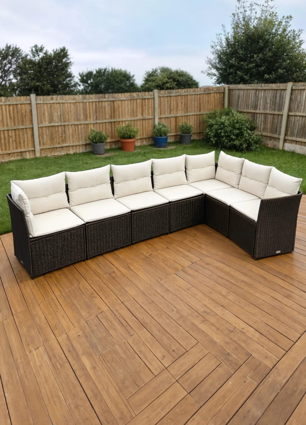 Customer photo review of PE Rattan 7-Piece Modular Garden Corner Sofa Set with Cushions | GardenCorner