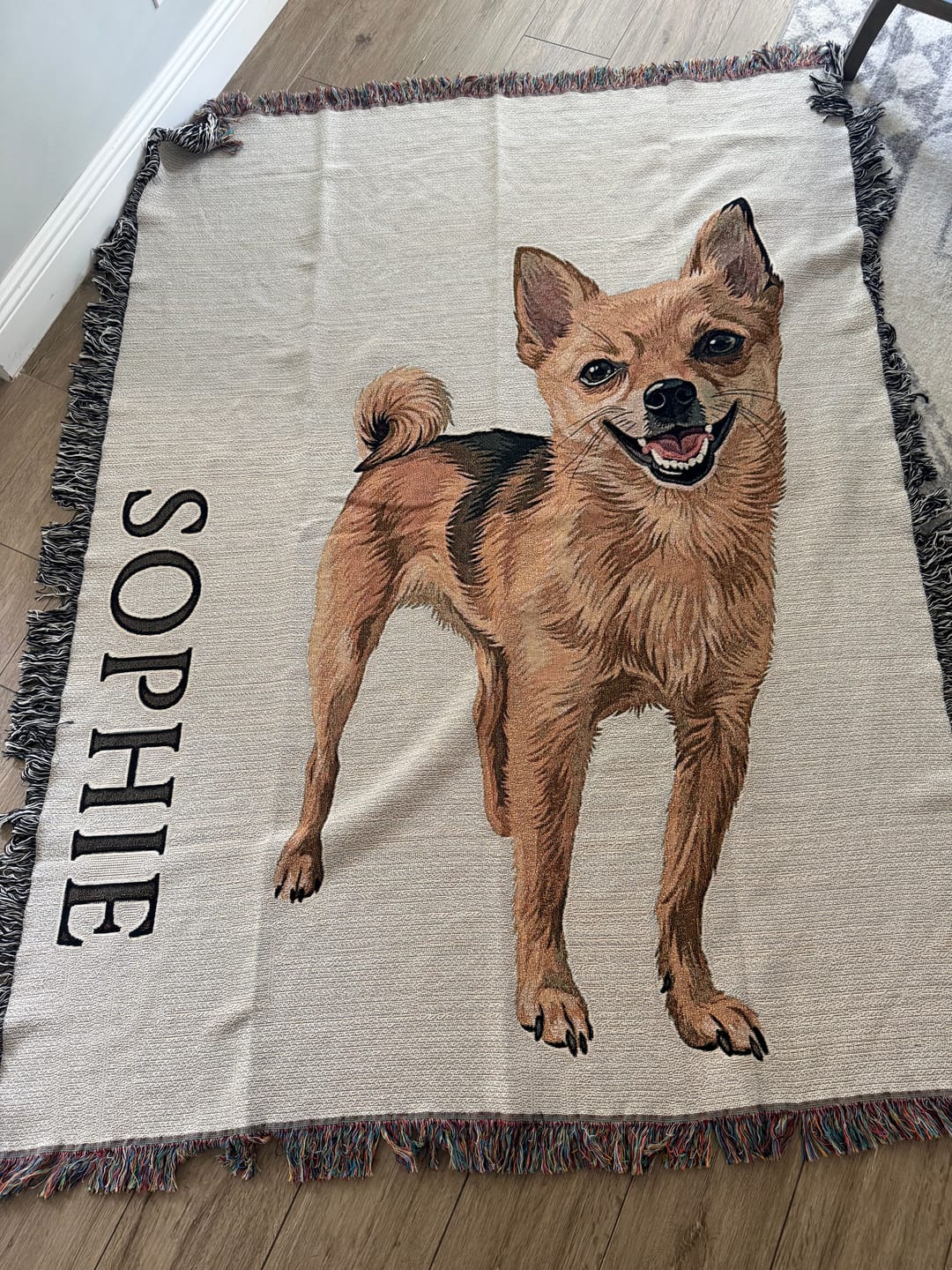 Customer photo review of Custom Heirloom Pet Throw Blanket