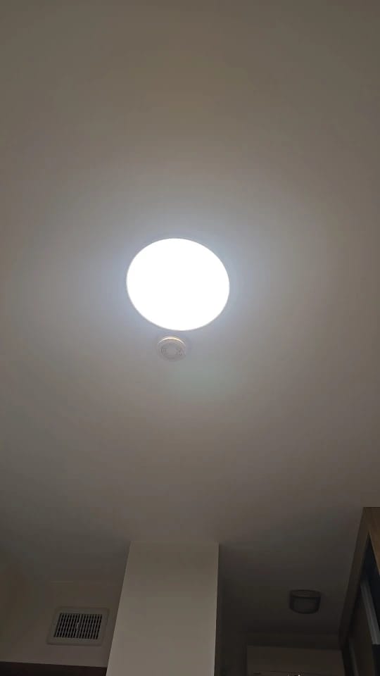 Customer photo review of Ceiling Light, Natural Rubberwood, Slim Flush Mount, Integrated LED