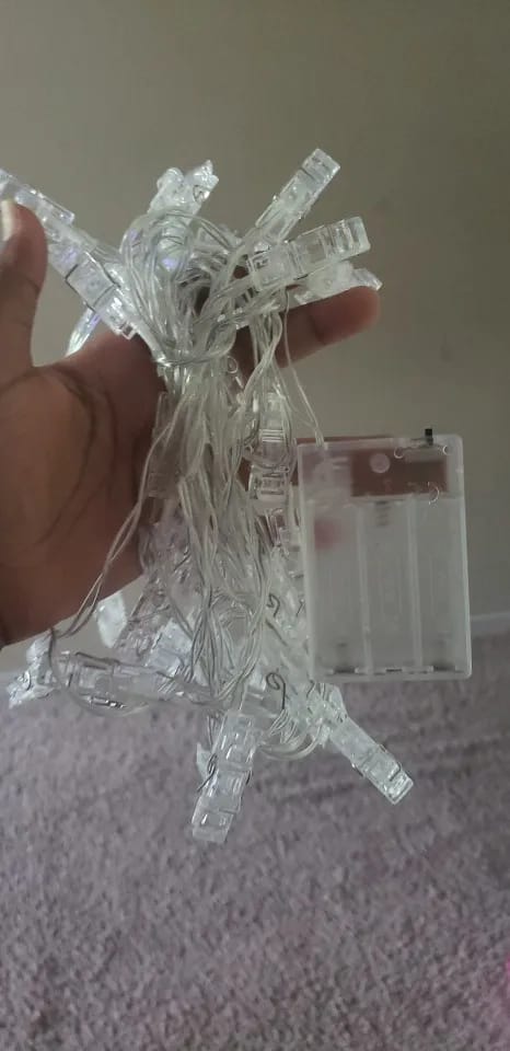 Customer photo review of LED Photo Clip String Lights (10–40 LEDs) - Fairy Lights for Picture & Card Hanging