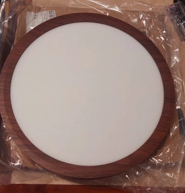 Customer photo review of Ceiling Light, Natural Rubberwood, Slim Flush Mount, Integrated LED