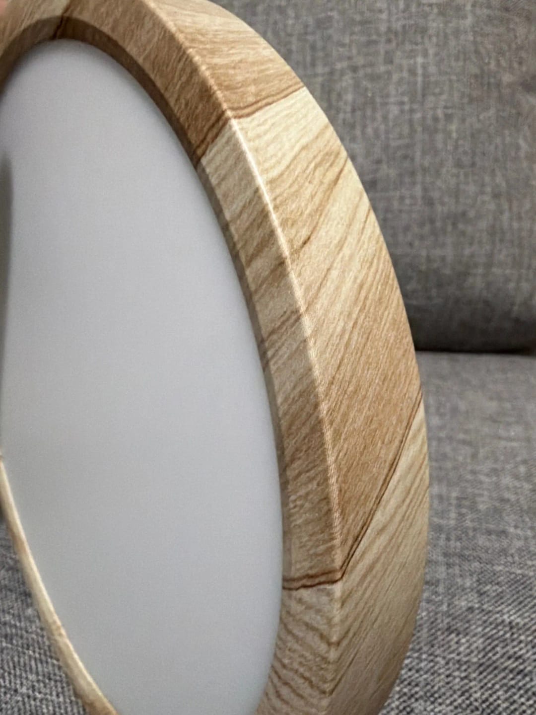 Customer photo review of Ceiling Light, Natural Rubberwood, Slim Flush Mount, Integrated LED