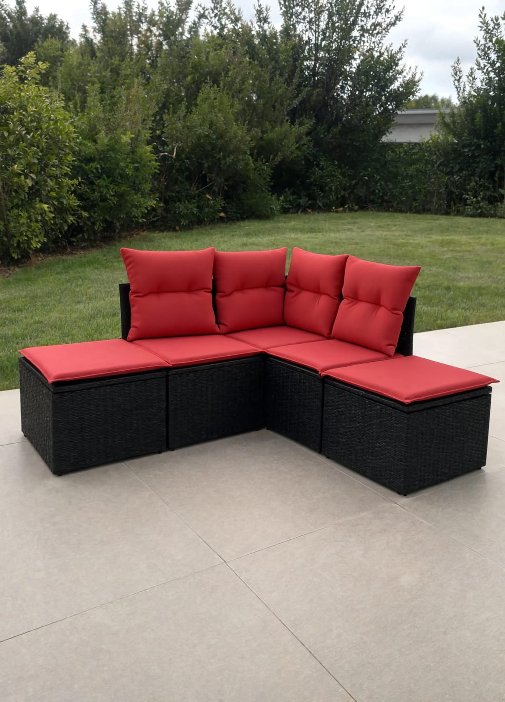 Customer photo review of PE Rattan 5-Piece Modular Garden Corner Sofa Set with Cushions | GardenCorner