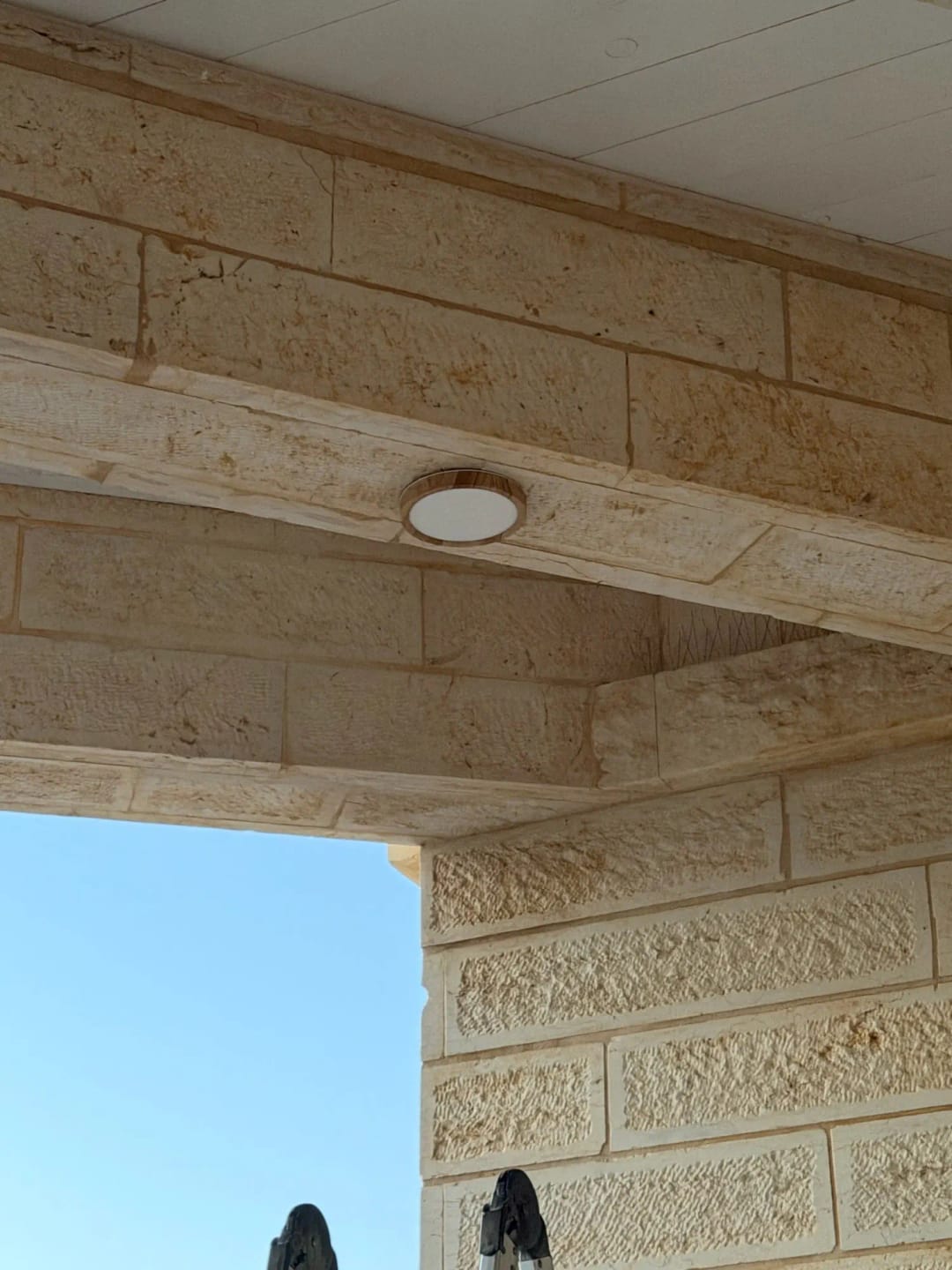 Customer photo review of Ceiling Light, Natural Rubberwood, Slim Flush Mount, Integrated LED