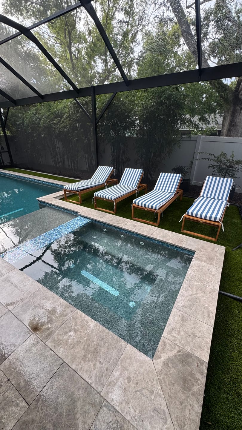 Customer photo review of HOMREST Outdoor Lounge Chair Cushion Replacement Set of 2, Blue Stripes
