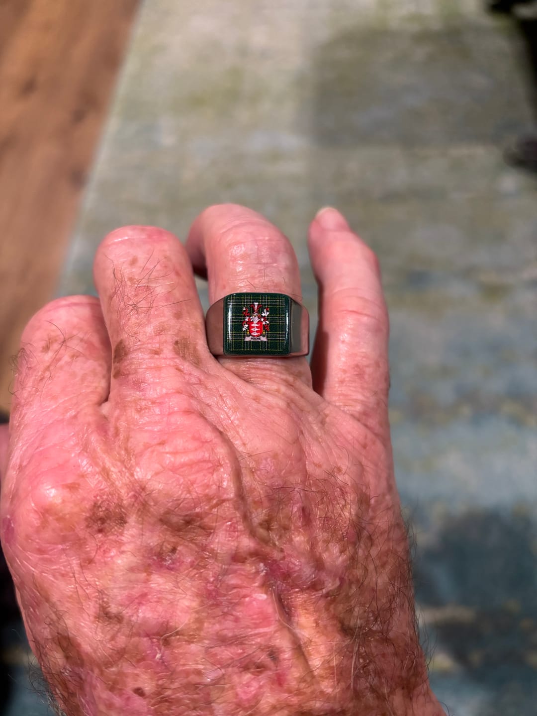 Customer photo review of Irish Roche Family Crest Tartan Ring