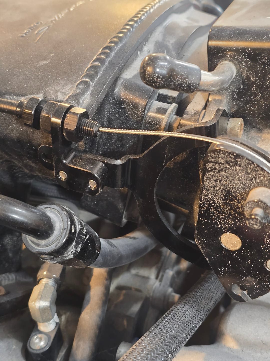 Customer photo review of Motion Throttle Cable Bracket for ICON 92/102mm for Motion Raceworks / Lokar Cable 18-11009-1