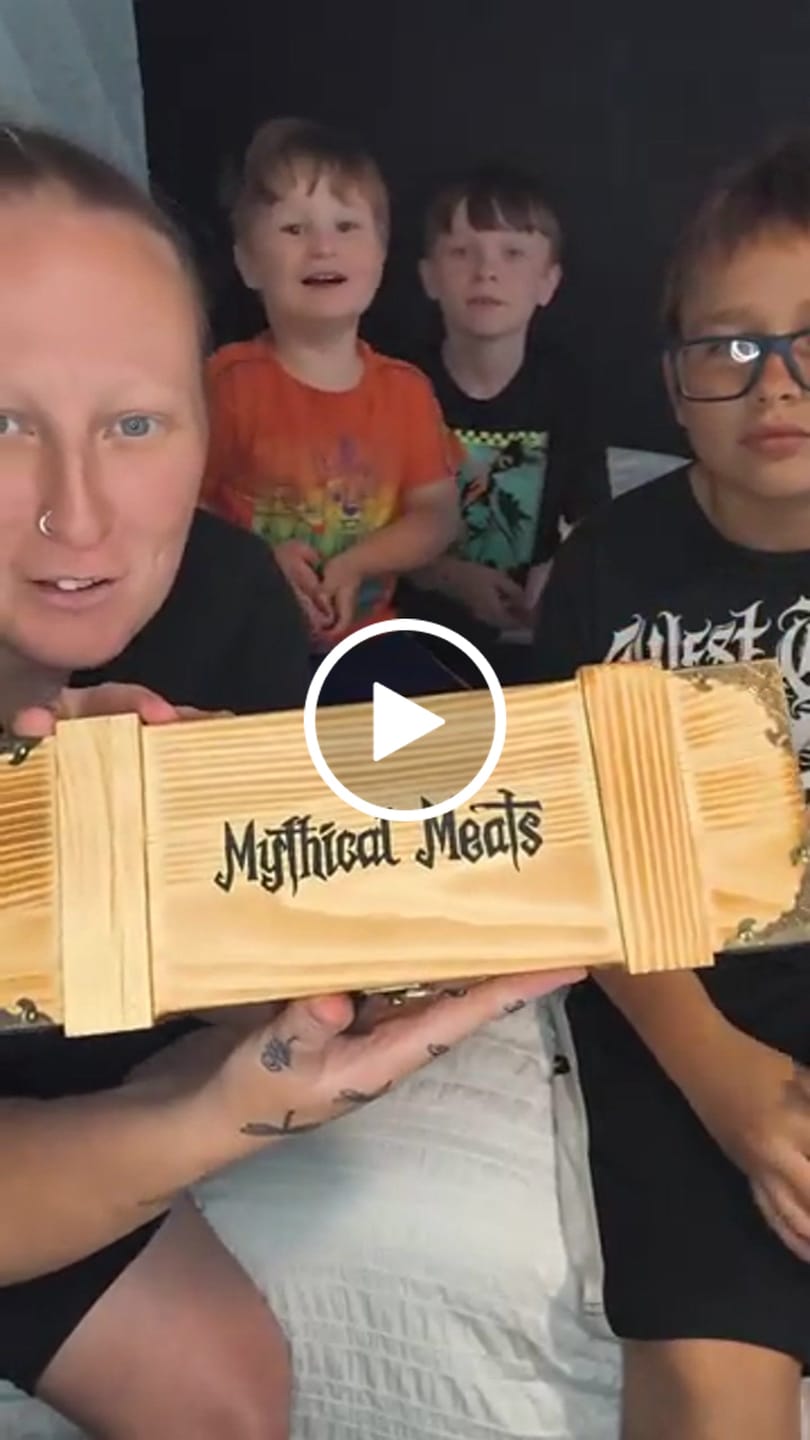 Customer video review of Mythical Meats® DELUXE Loot Crate - 20 Snack Sticks Included!