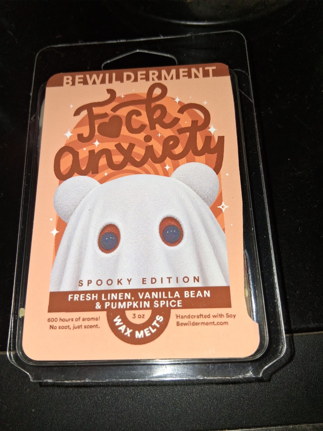 Customer photo review of F*ck Anxiety Spooky Edition Wax Melts