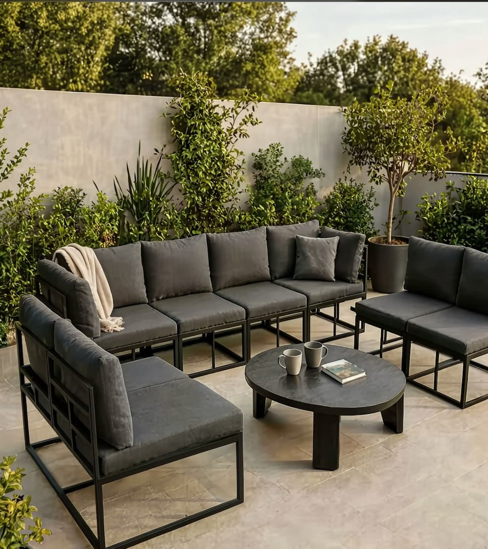 Customer photo review of Aluminium 8-Piece Garden Corner Sofa Set with Cushions | GardenCorner