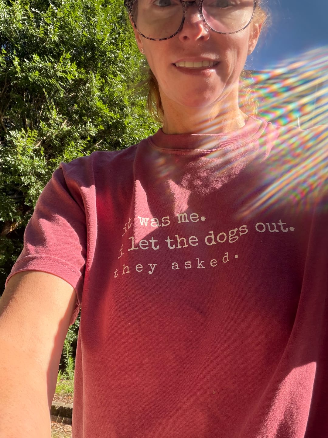 Customer photo review of I let the dogs out T-Shirt