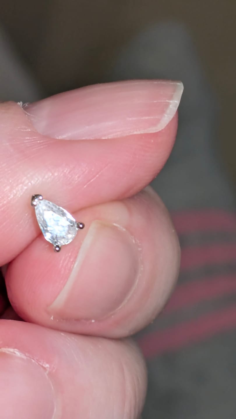 Customer photo review of Mia 18k White Gold Plated Sterling Silver Stud Earrings with Simulated Diamond Crystals