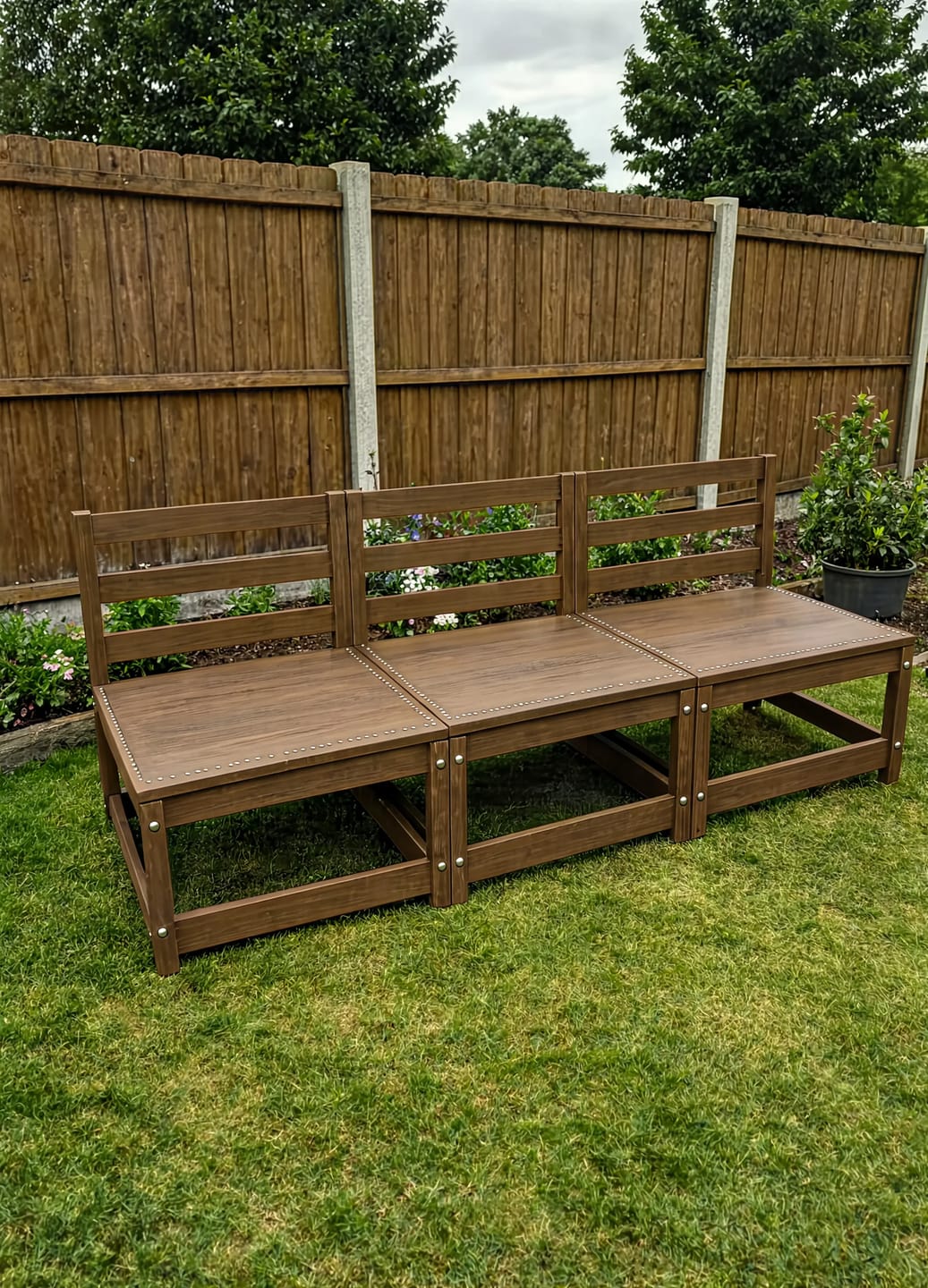 Customer photo review of Pine Wood Modular Garden Middle Sofa | GardenCorner