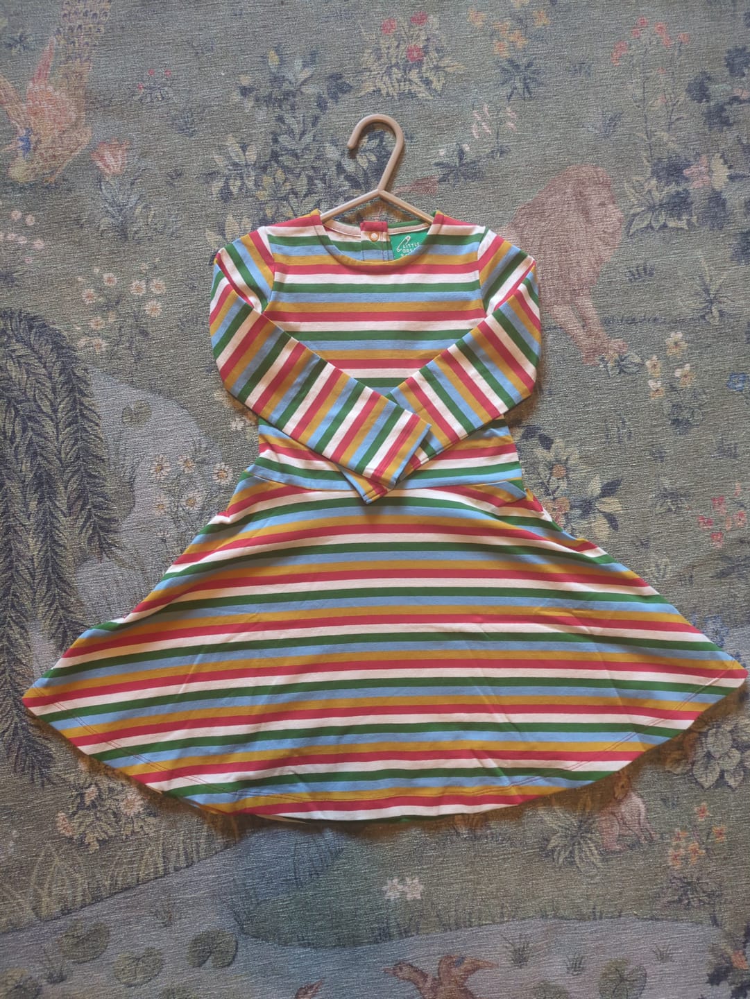 Customer photo review of Rainbow Striped Long Sleeve Spinny Dress